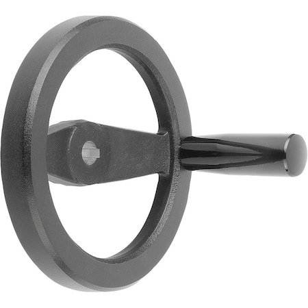2-Spoke Handwheel D1=125 Reamed Hole W Slot D2=12H7, B3=4, T=13,8, Aluminum, Black, Comp:Thermoset,